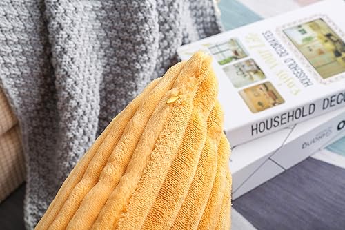 Miniatura 4 de TangDepot, Juego de 2 fundas de almohada decorativas de pana a rayas grandes de terciopelo de felpa suave, fundas europeas, fundas de almohada