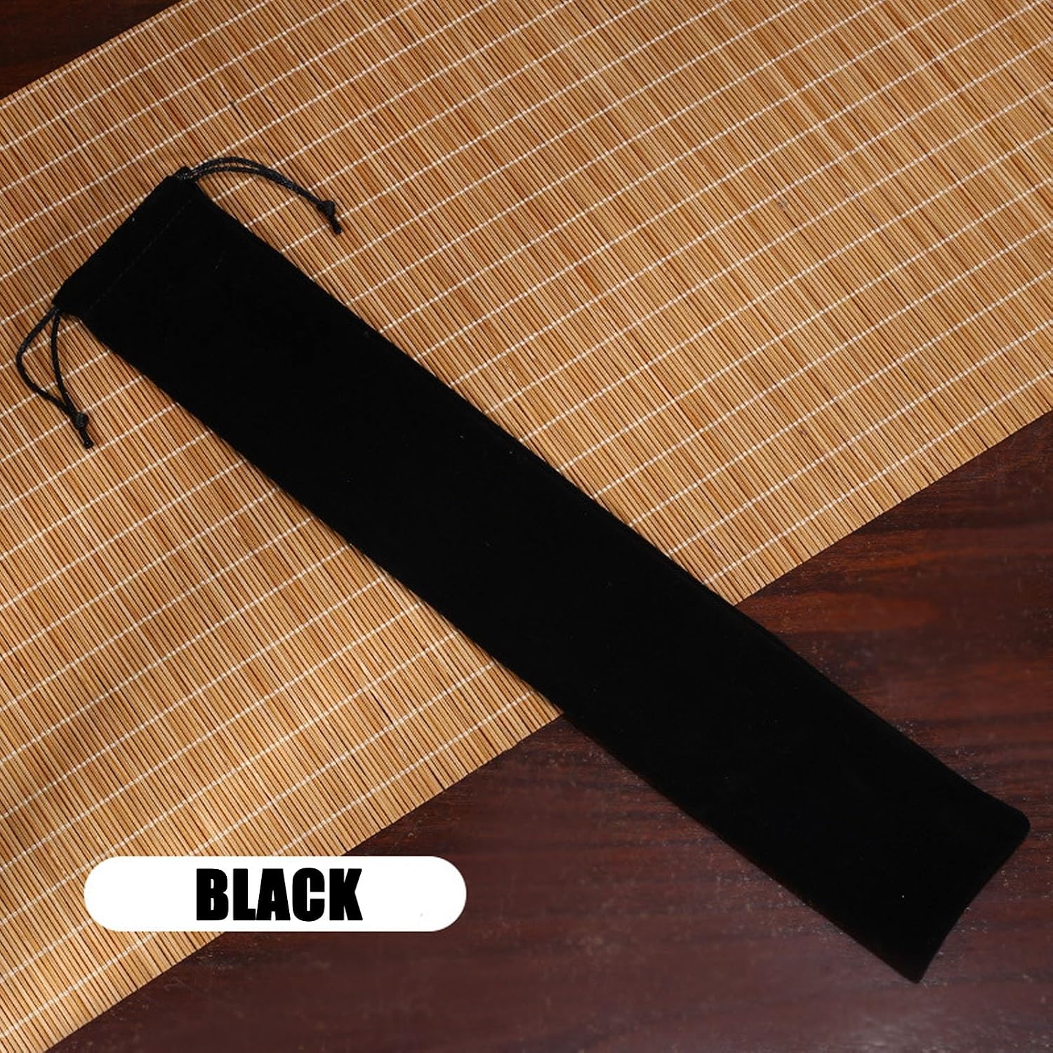 6 Pcs Black Velvet Drawstring Fan Pouch - Compact Travel Storage for Folding Hand Fans - Collector Case & Protector Sleeve for Bridal Shower, Vintage Decor (Black) image 5