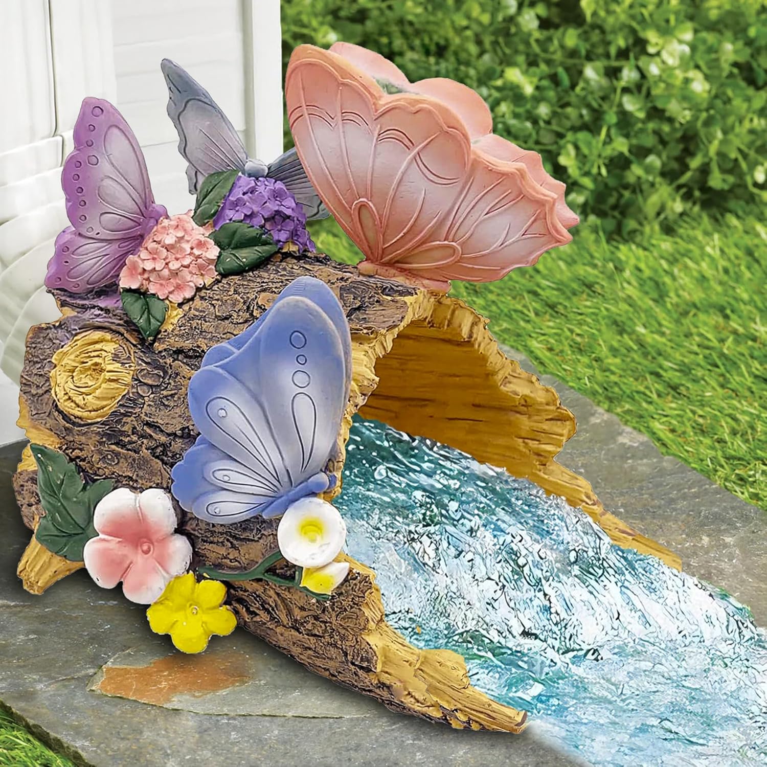Teaeeno Butterfly Garden Gutter Downspout Extension, Resin Butterfly Figurine,Ornament Splash Block Anchor for Downspout Extension,Outdoor Drain Decor,Animal Accents,Perfect Rain Diverter for 3x4