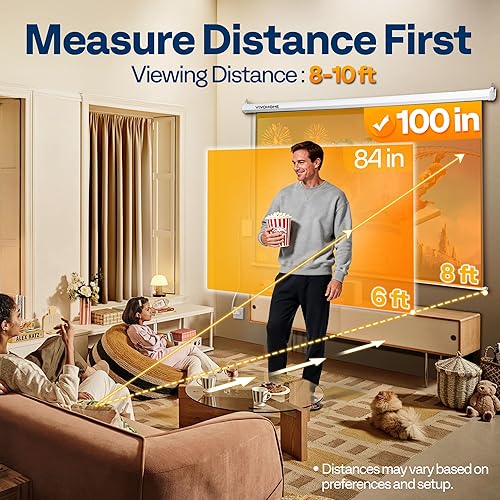 Miniatura 7 de VIVOHOME Pantalla de proyector motorizada con control remoto, pantalla de proyección eléctrica automática de 16:9 de 100 pulgadas, pantalla de