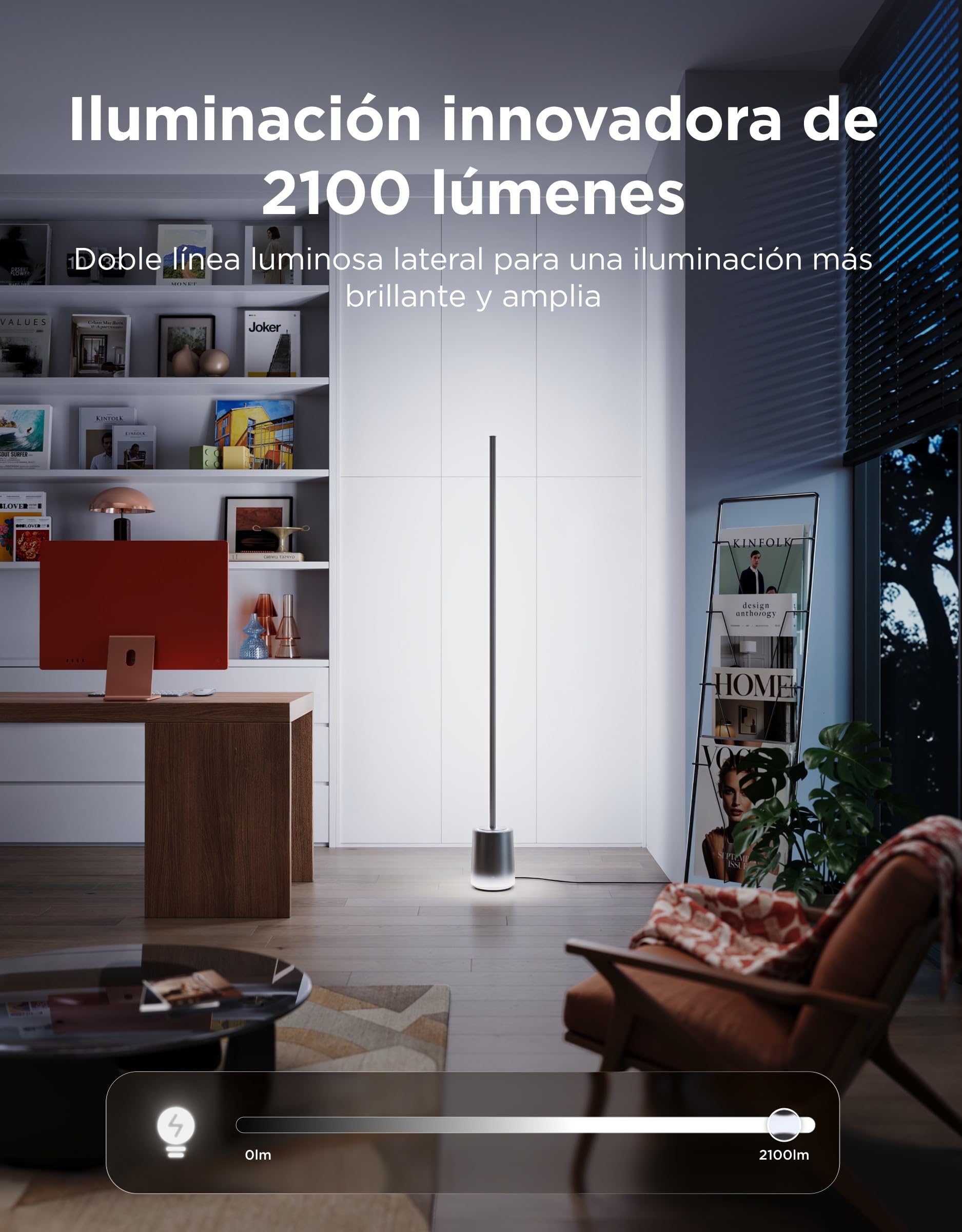 Govee RGBIC Lampara de Pie 3, Luces LED Compatible con Alexa y Matter, 152cm Luce Regulable 2100lm con Control Remoto y APP, Sinc Musica, 82 Modos de Escena, Lampara Salon, Dormitorio y Cama, Negro