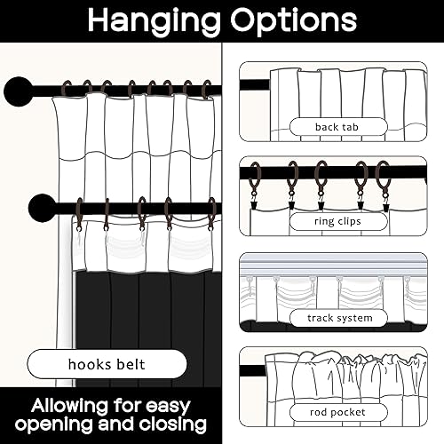 Miniatura 3 de PANELSBURG Cortinas opacas elegantes de 96 pulgadas de largo, 8 pies, aislamiento térmico, reducción de ruido, cortina de oscurecimiento para sala