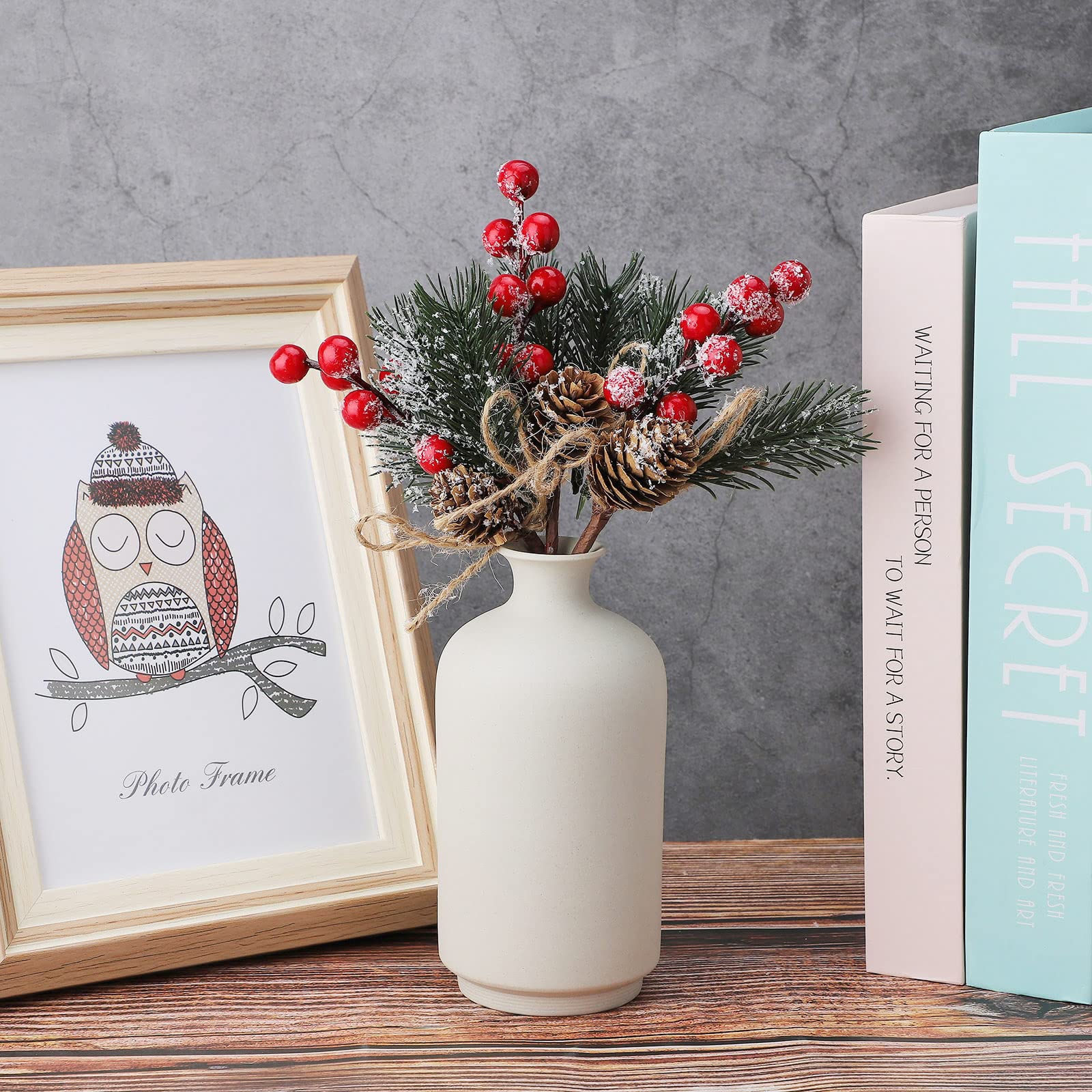 12 stuks kerstbessen decoraties, kerstdennenappels bessen