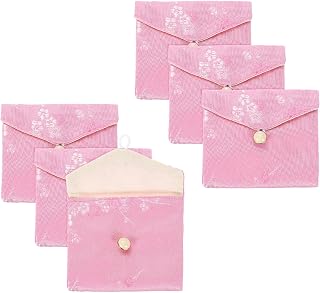 uxcell 6 Pcs Jewelry Pouch Chinese Style Silk Purse Pouch Small Travel Jewelry Organizer Bags Satin Embroidered Bag for Wedding Birthday Party Small Travel, Pink