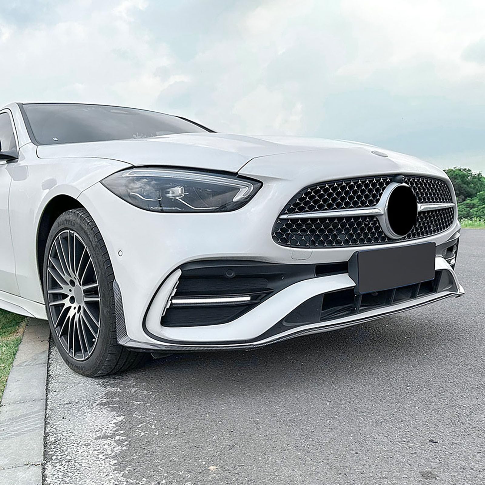 Kompatybilny z Mercedes-Benz C-Class W206, S206, C200, C260, C43, AMG 2023+, przedni spojler, zestaw do stylizacji samochodu, akcesoria zewnętrzne, wygląd włókna węglowego