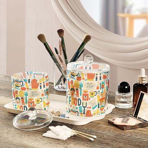 Miniatura 5 de Kitchen Equipments Jars with Lids Bathroom Canisters Decorative Jars Laundry Pods Container Floss Pick Holder for Room Organization Vanity Makeup