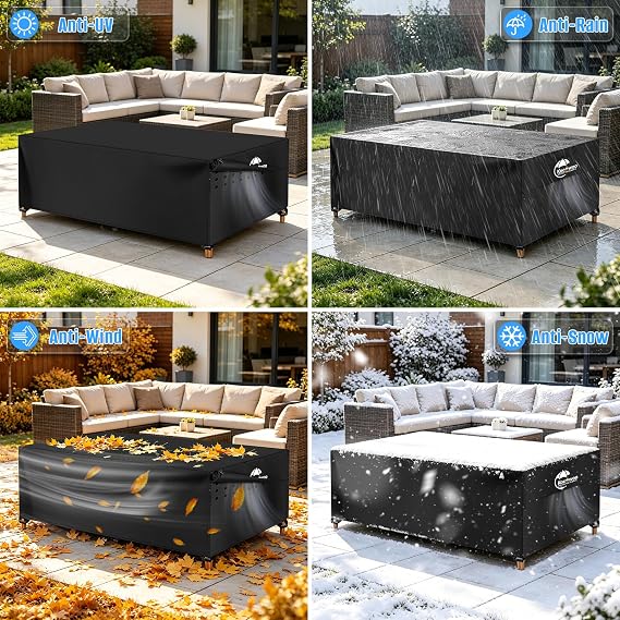 Patio Coffee Table Cover,Heavy Duty 600D Waterproof,50L x 30W x 18H