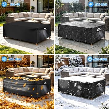 Patio Coffee Table Cover,Heavy Duty 600D Waterproof,50L x 30W x 18H