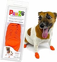 PawZ Rubber Dog Boots for Small Paws - Waterproof Anti-Slip Shoes, X-Small 1.5-2" Traction for Rain Snow Mud Hot Pavement, Orange Pack of 12