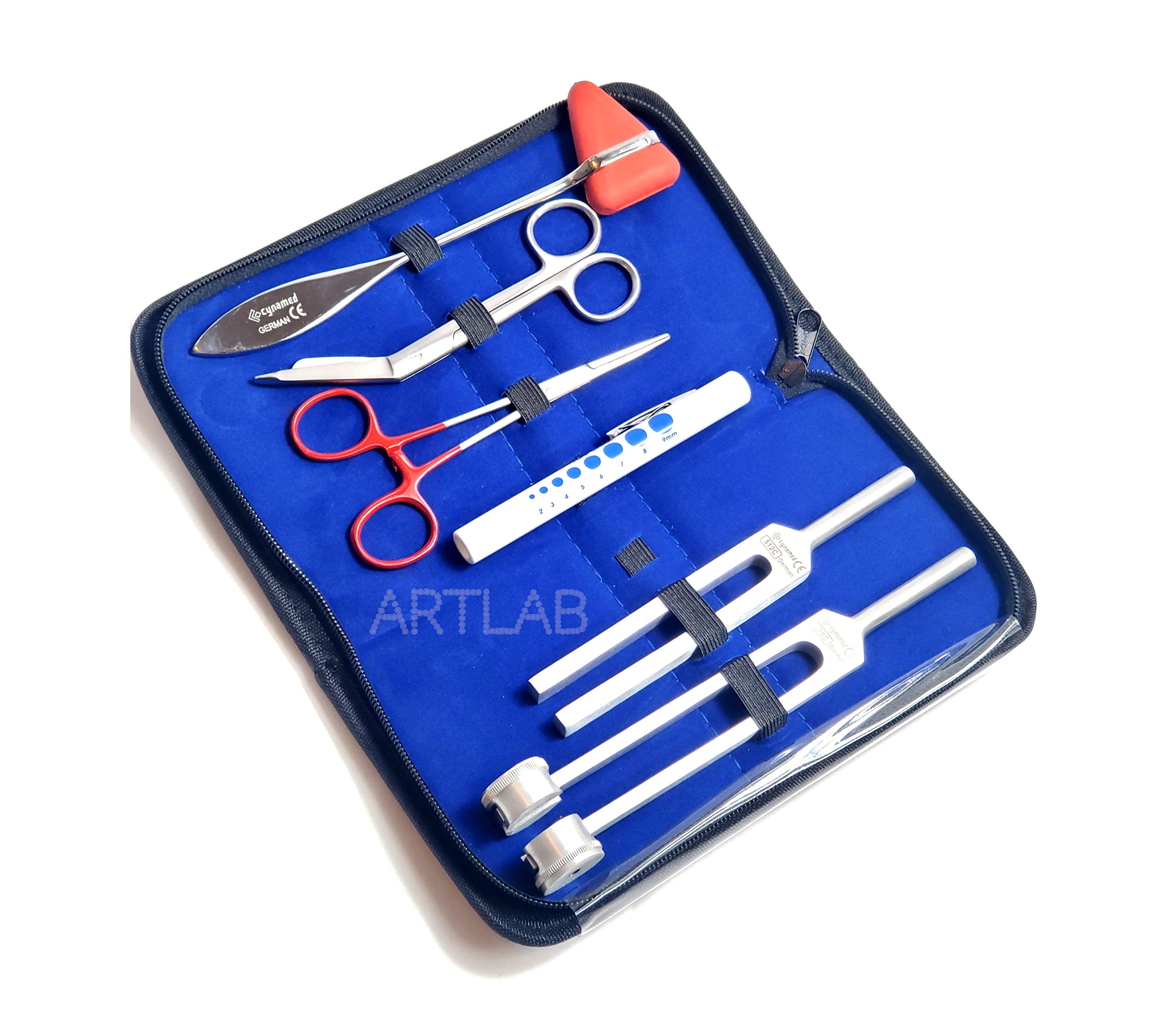 6PCS GERMAN NEUROLOGICAL DIAGNOSTIC SET- TUNING FORK C 128 + C 512 + HEMOSTAT (CYNAMED)
