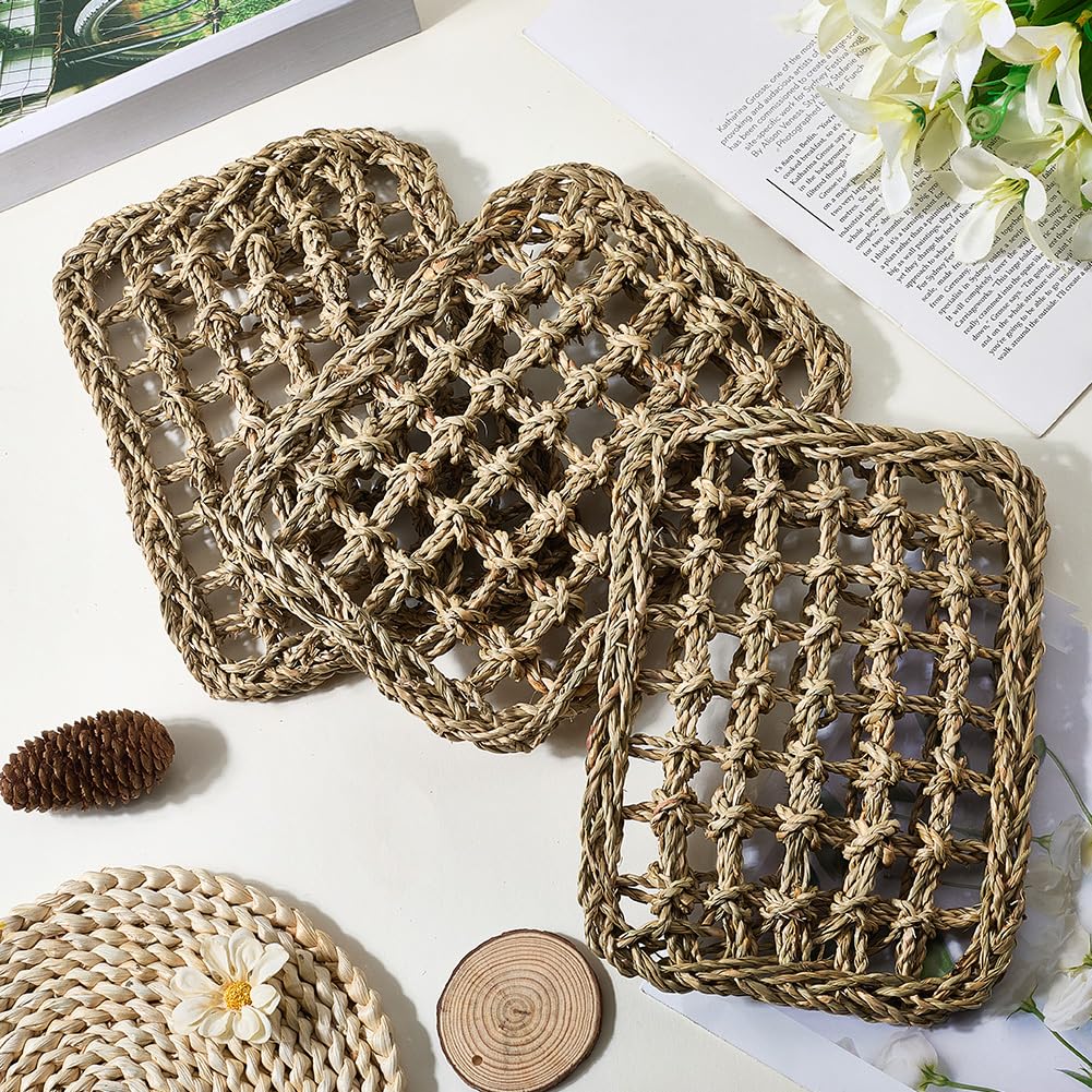 GORGECRAFT 3 Stück Vogel Klettermatte Für Papageien Sittiche Natürliches Seegras Gewebtes Netz Strickleiter Hängematten Käfigzubehör Für Unzertrennliche Sittiche Wellensittiche Nymphensittiche Tauben