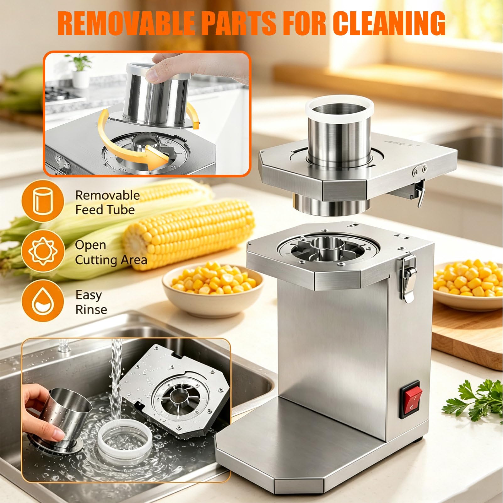 Sgranatrice Elettrica per Mais Fresco, Scivolo Largo 6,5 Cm 3.5CM
