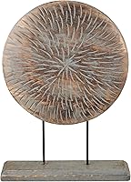 EximiousIndia Mandala Carved Mango Wood Table Sculpture 10x14 Farmhouse Decor for Living Room Mantel Entryway KHST04