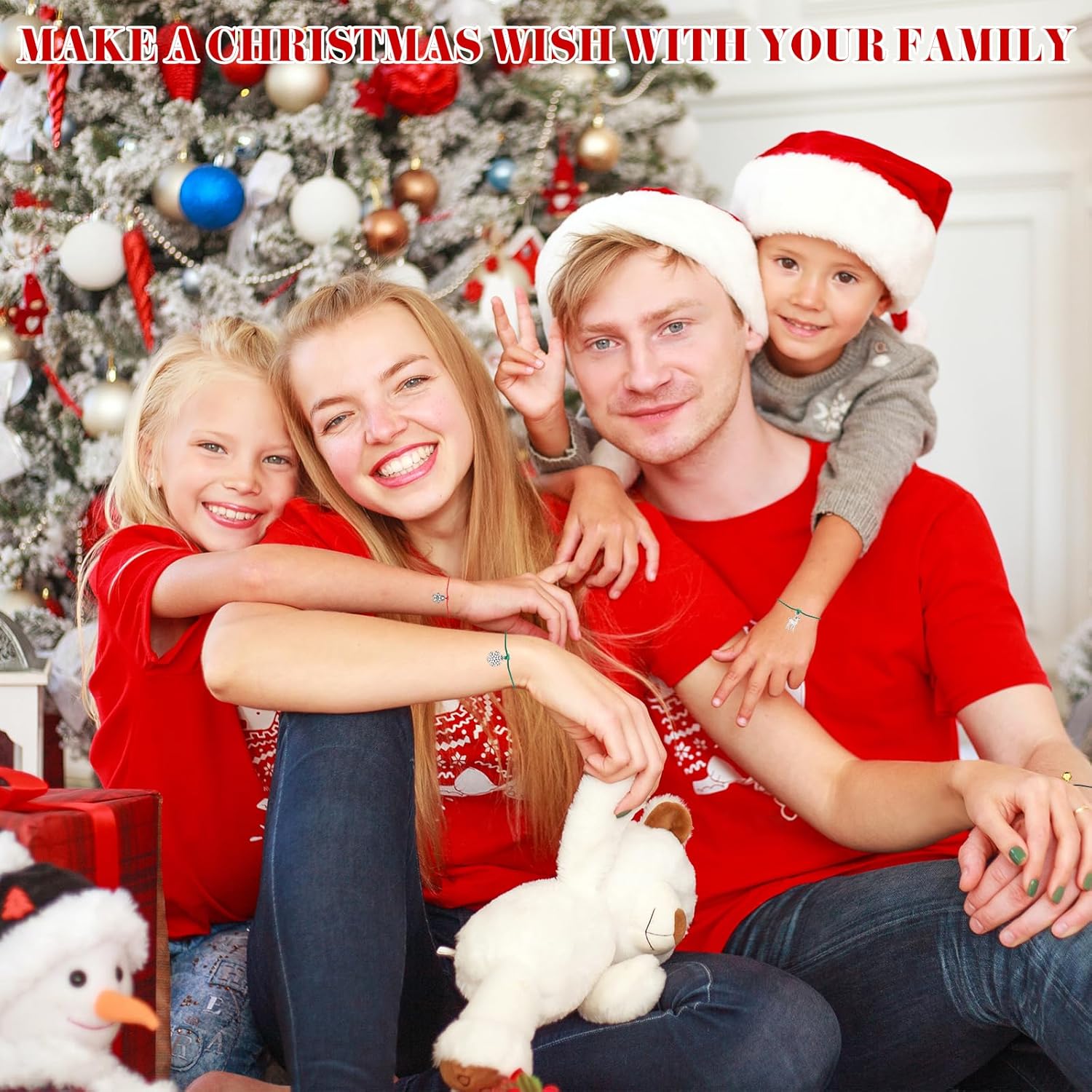 18 Set Christmas Wish Bracelet Santa Nice List Friendship Bracelets Santa Snowflake Xmas Tree Braided Bracelet with From the Desk of Santa Claus Card Bag for Stocking Filler Xmas Eve Secret Santa Gift - Image 7