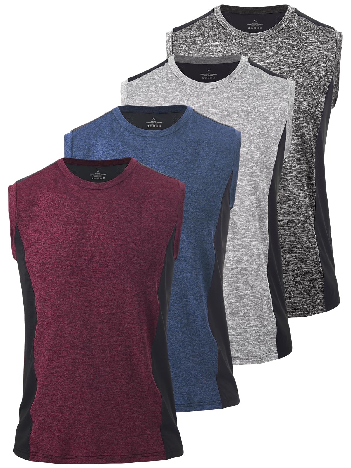 4 Pack Men's Workout Tank Tops Quick Dry Gym Muscle Tee Bodybuilding Fitness Sleeveless Shirts