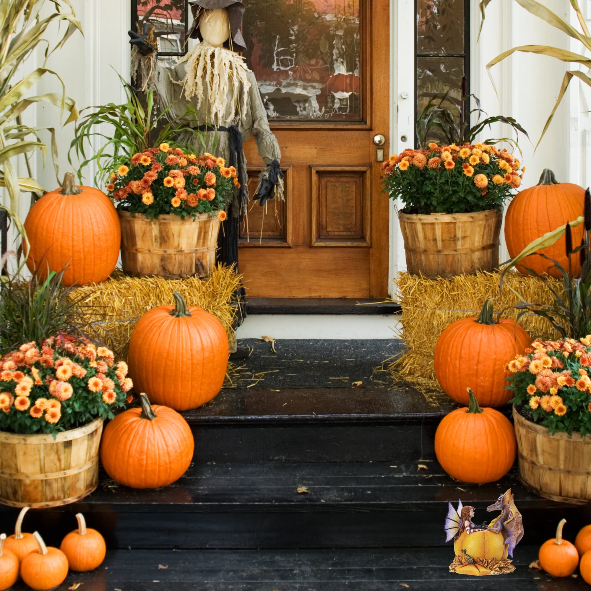 Pacific Giftware Figura de hadas y drag n en calabaza, decoraci n de interiores y exteriores para Halloween, jardines de hadas y propietarios nuevos, tama o de 5.7 x 4.5 x 6.3 pulgadas