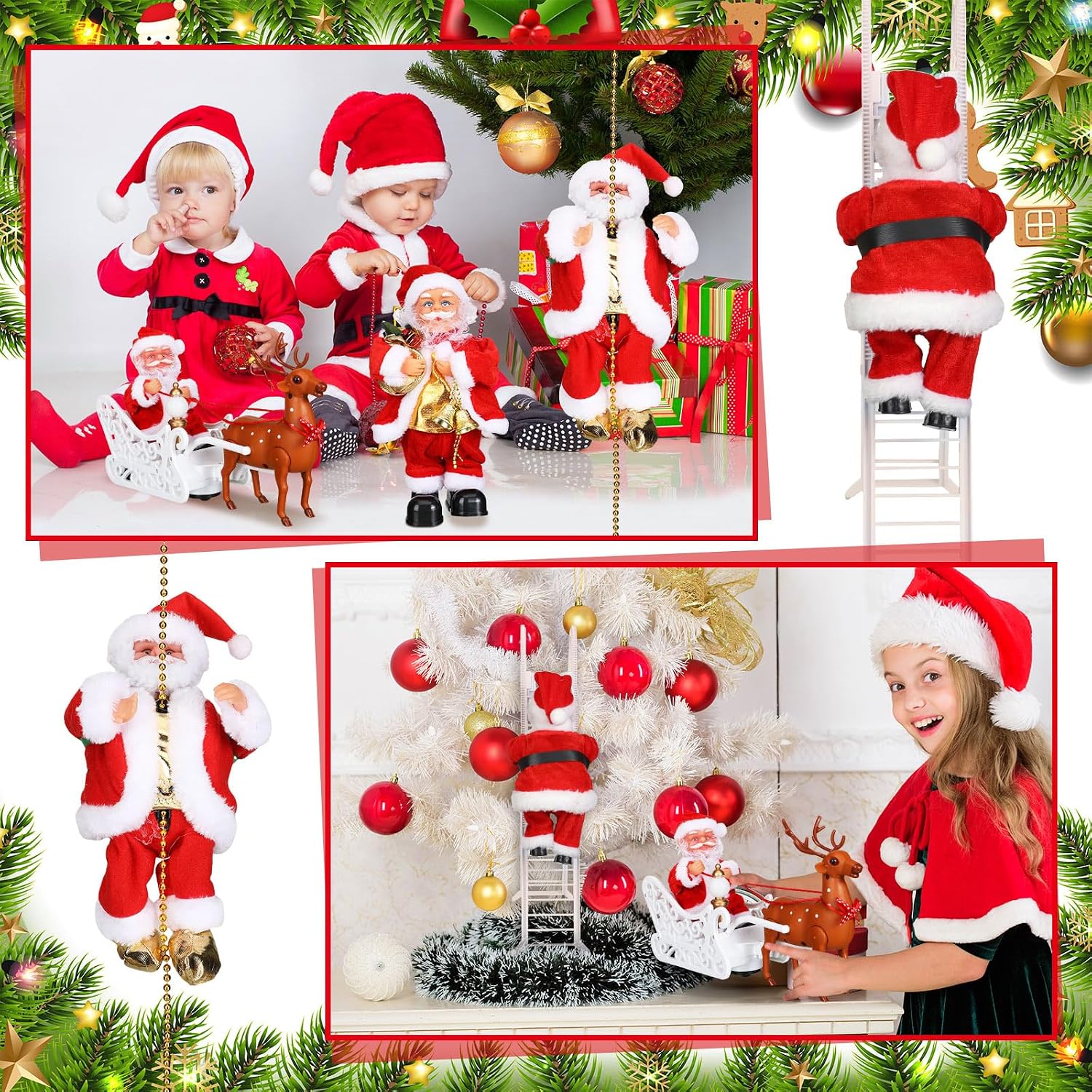Set De 9 Juguetes De Cuerda Navideños – Papá Noel Que Camina Y Salta Para Bolsas De Regalo