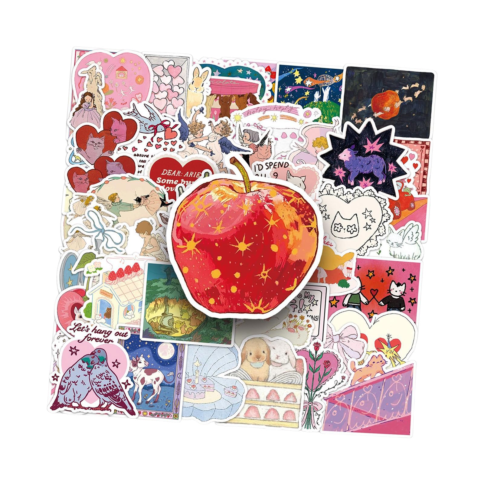 50Pcs Journaling Sticker Waterproof Aesthetic PVC Sticker for Notebook Journal Water Bottle Scrapbooking Decoration Educational
