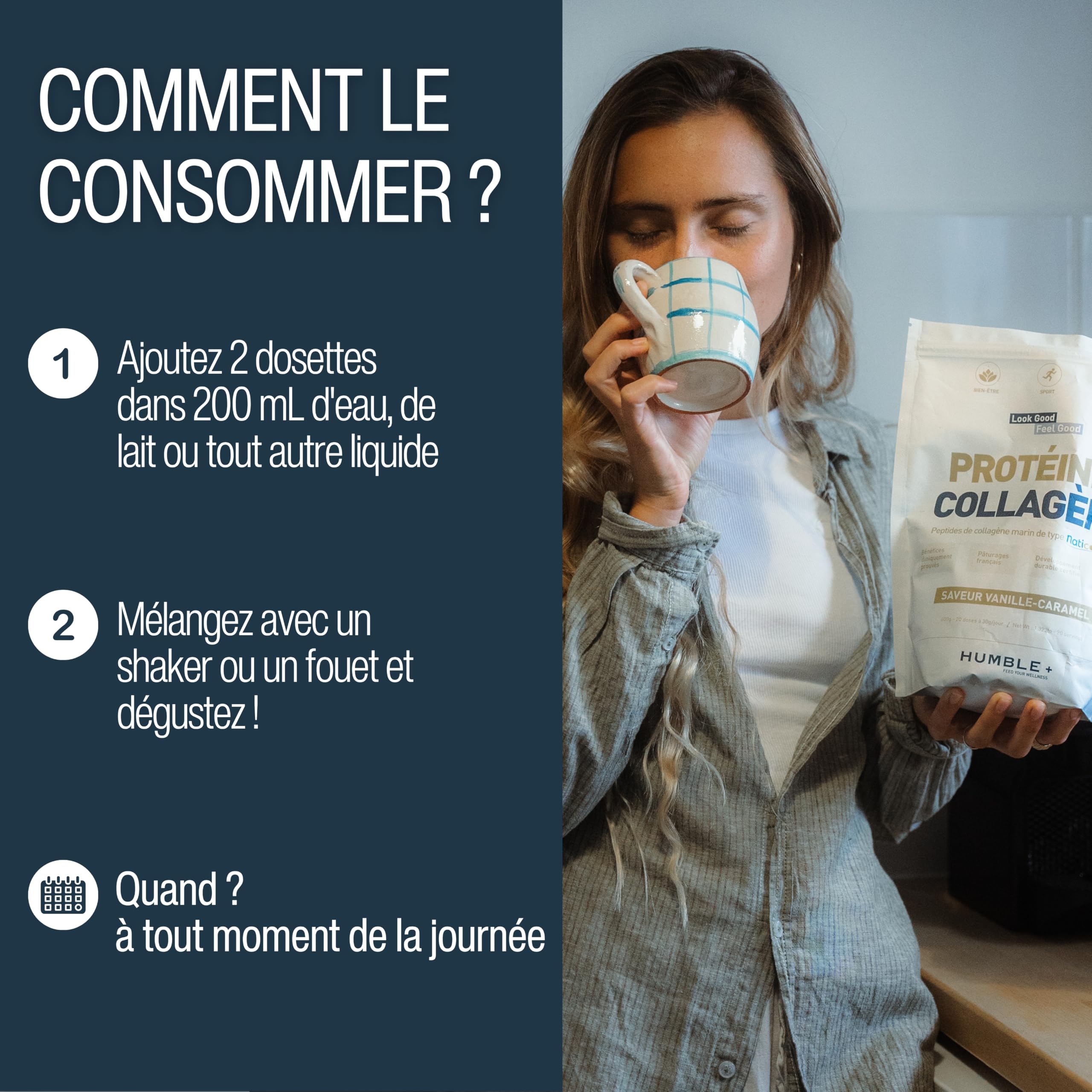 Protéine + Collagène marin Naticol® en poudre, paquet de 600 g - Saveur chocolat - Confort articulaire et récupération musculaire - 20 portions à 30g/jourP
