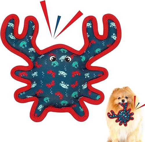 Juguetes chirriantes para perros, juguetes resistentes para perros para jugar en interiores, lindo juguete interactivo de cangrejo para perros
