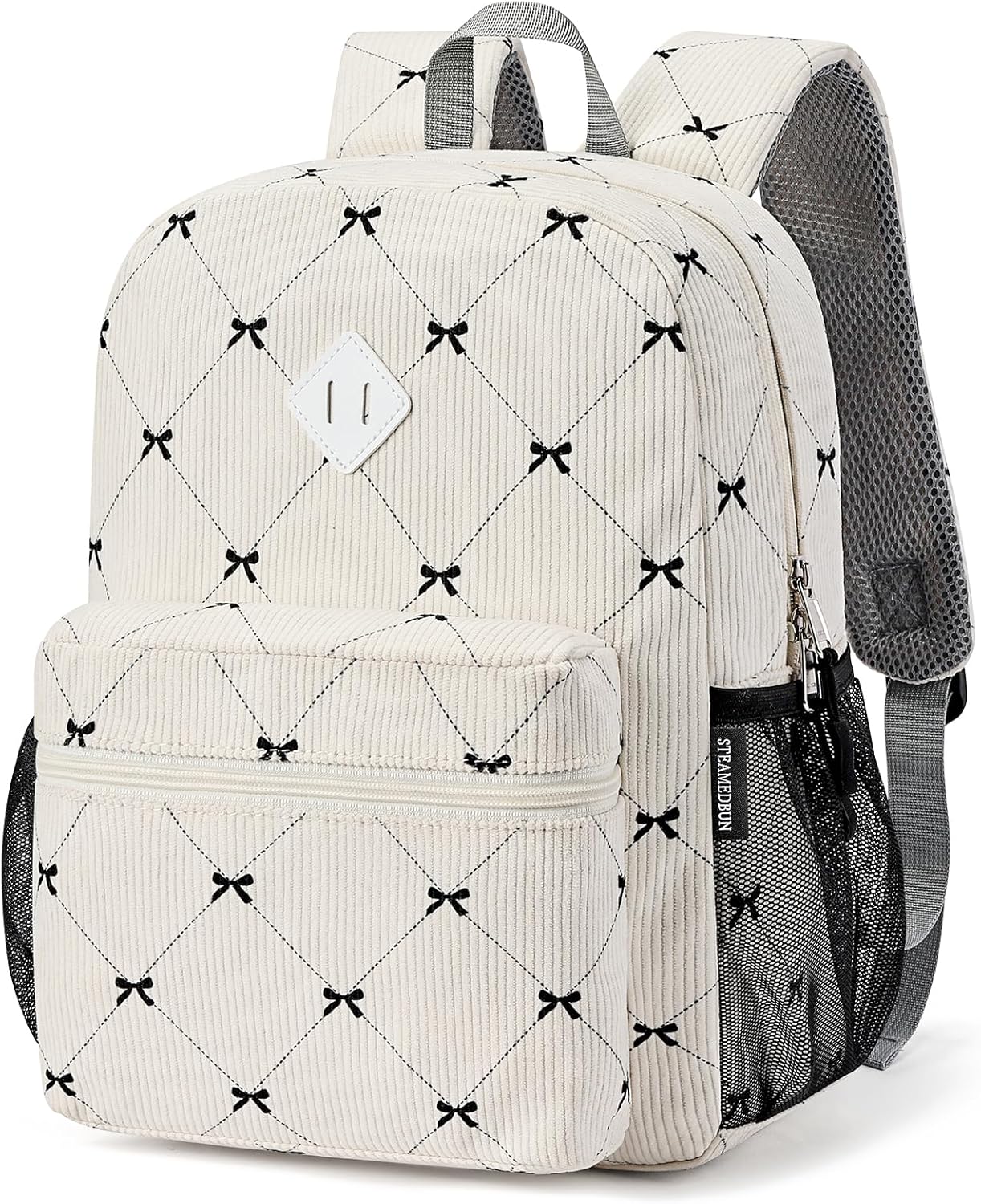 STEAMEDBUN Corduroy Kids Backpack for Girls Boys 3-8, Boys Girls Backpack for Elementary Kindergarten - Bow - Image 6