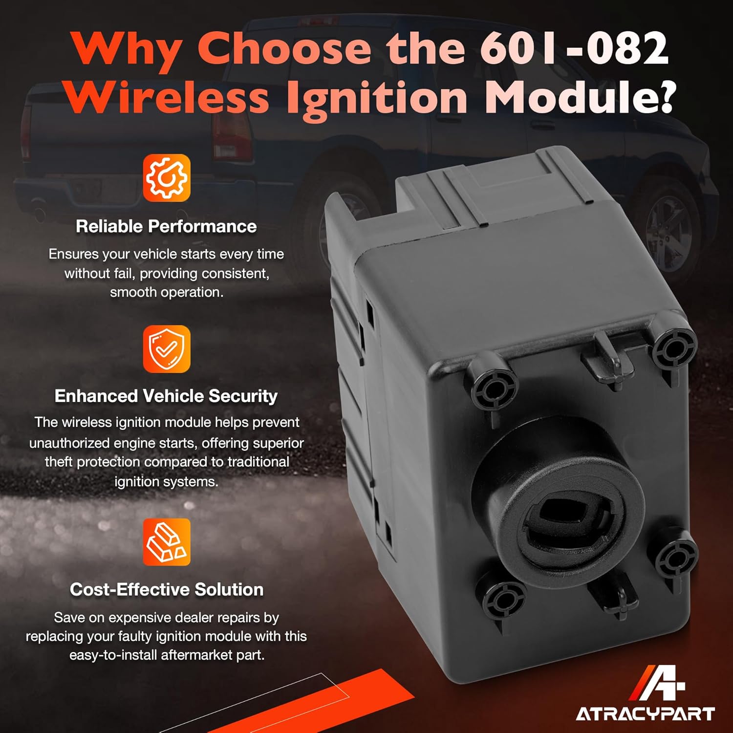 601-082 Wireless Ignition Module Switch with Key Fob Fit for Dodge Durango/Grand Caravan/Challenger Jeep Grand Cherokee/Chrysler Town & Country/Ram 1500 2500 3500 4500 5500 Replace# 68105739AC