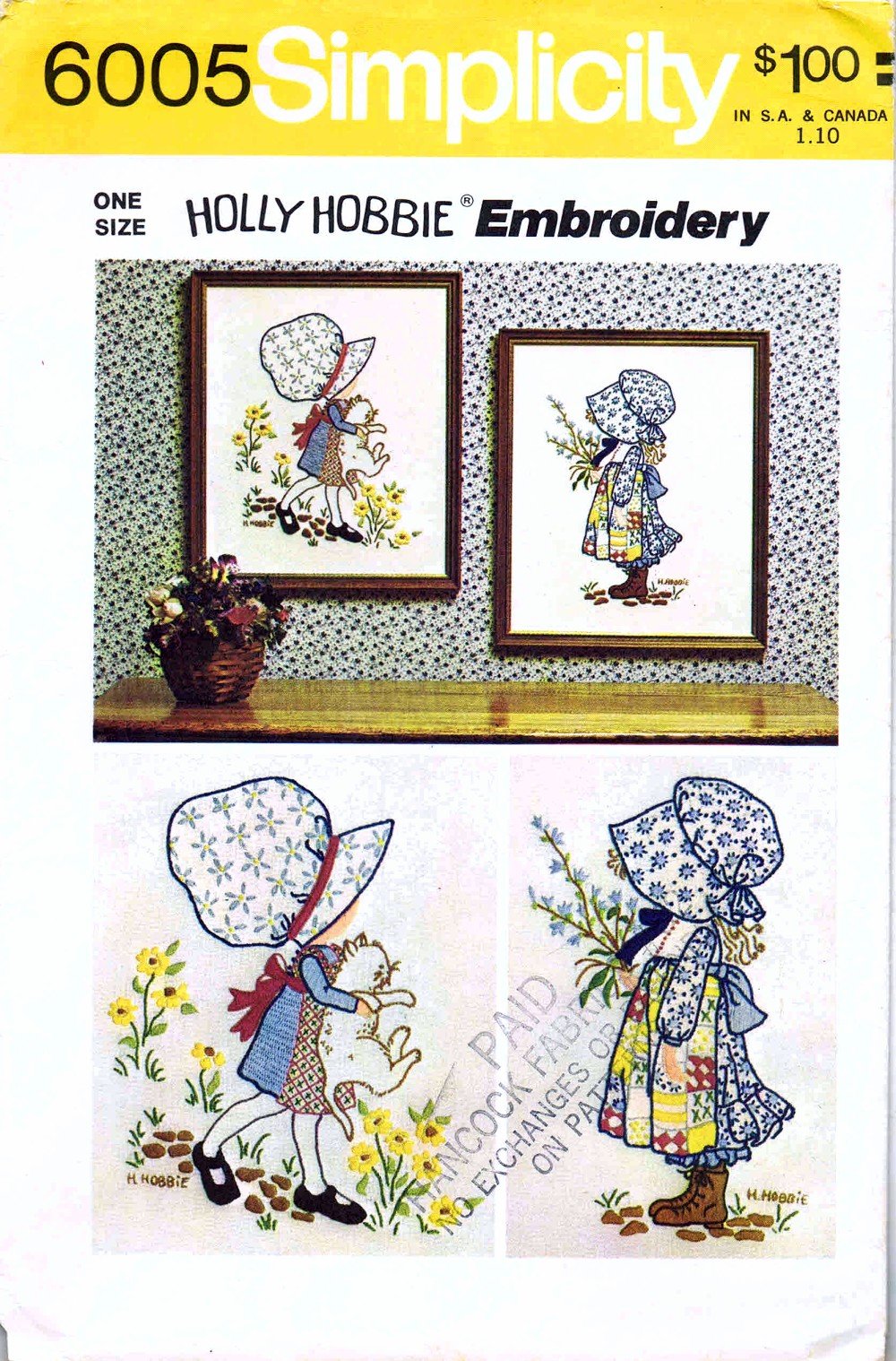 Amazon.com: Simplicity 6005 Holly Hobbie Embroidery Transfer : Arts, Crafts  & Sewing