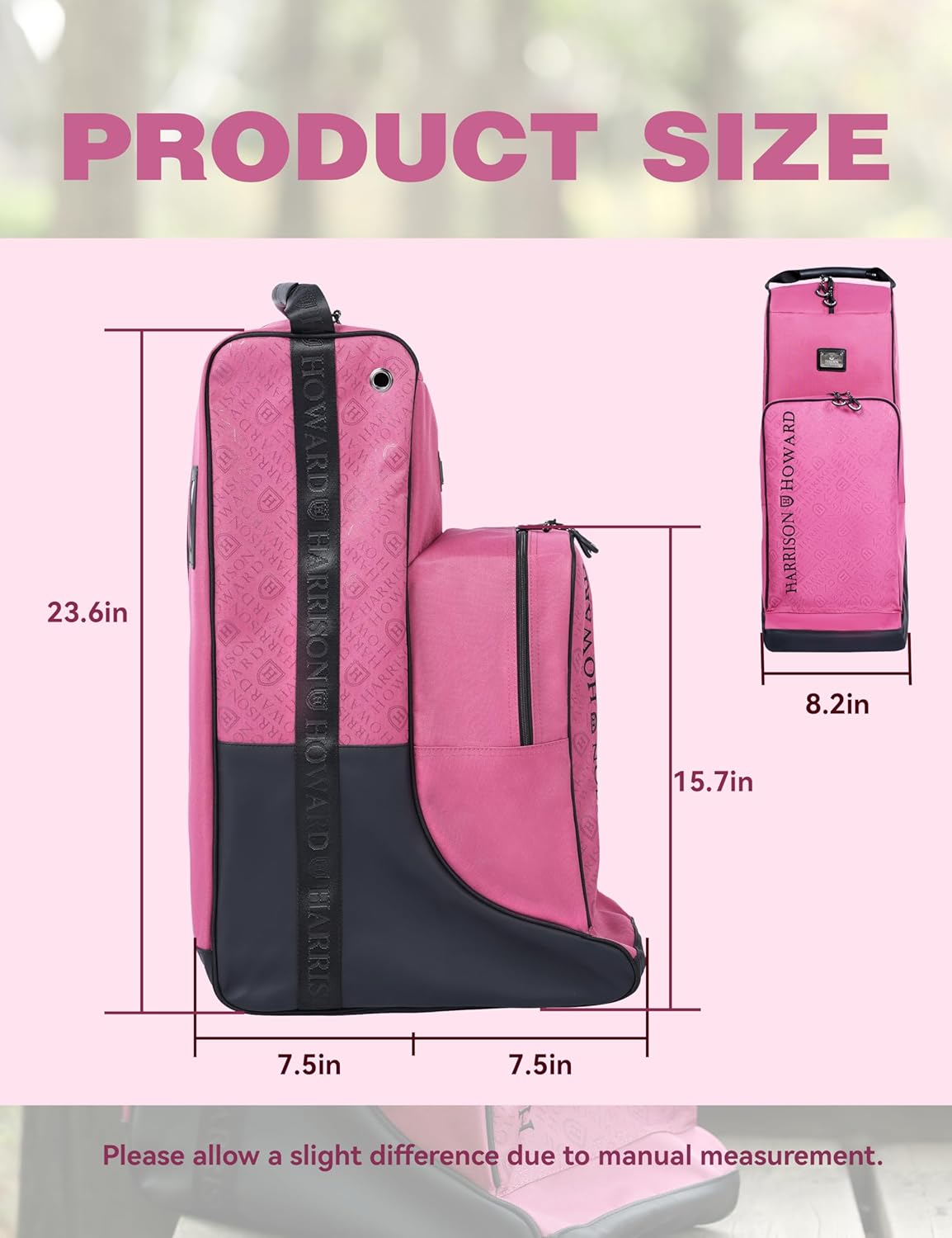 Harrison Howard Tall Boot Bag Equestrian Boot Travel Bag for Storing Helmet, Horse Whip Accessories Boot Storage Bag Pink