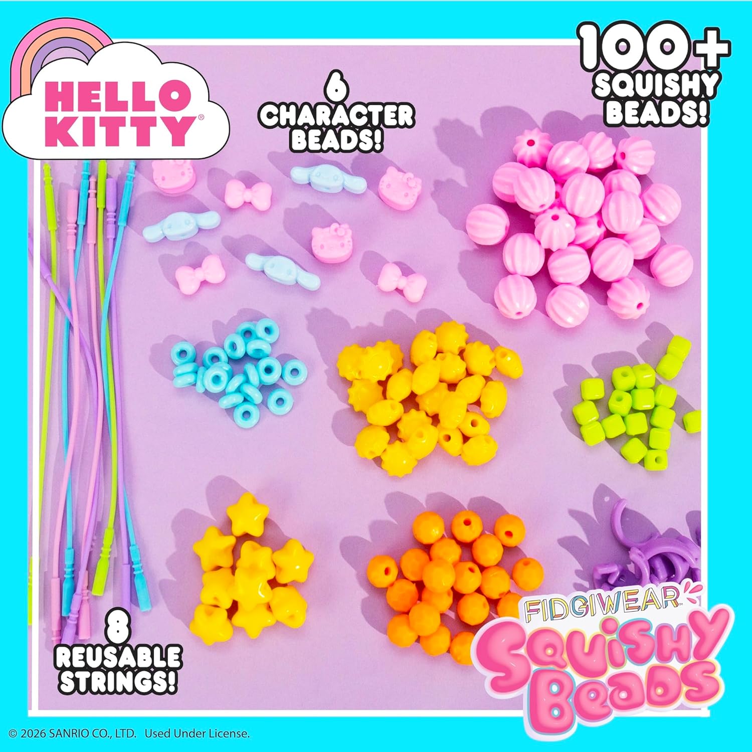 Fidgiwear Squishy Beads, Create Soft Squishy Fidget Jewelry with Reusable, Stretchy Cords