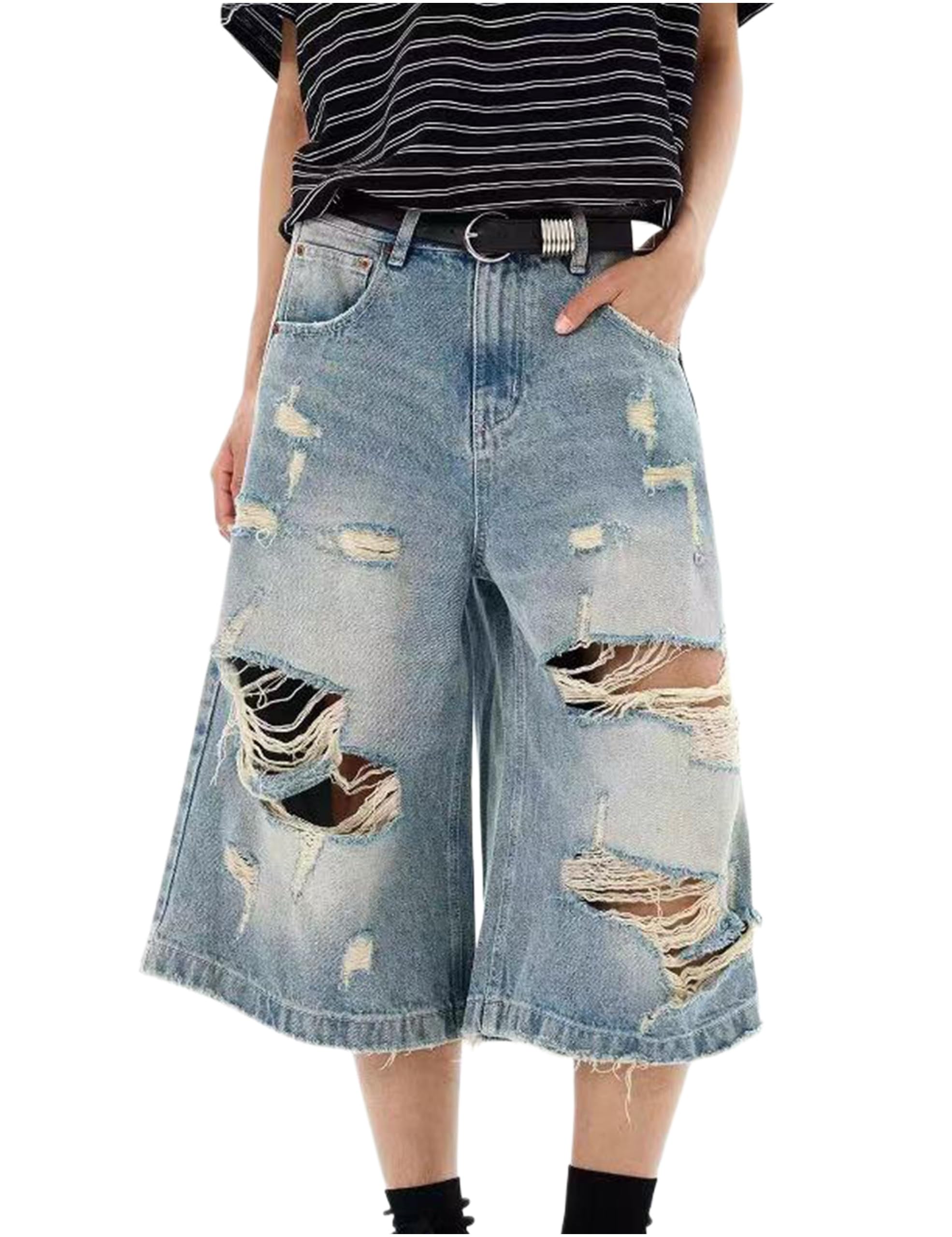 Amazon.com: Y2k Ripped Jeans Vintage Jnco Jeans Shorts Harajuku