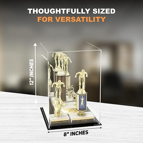 Vista 521 de Better Display Cases Versátil vitrina de acrílico transparente - Caja rectangular grande con base blanca 18" x 12" x 3" (BK09)