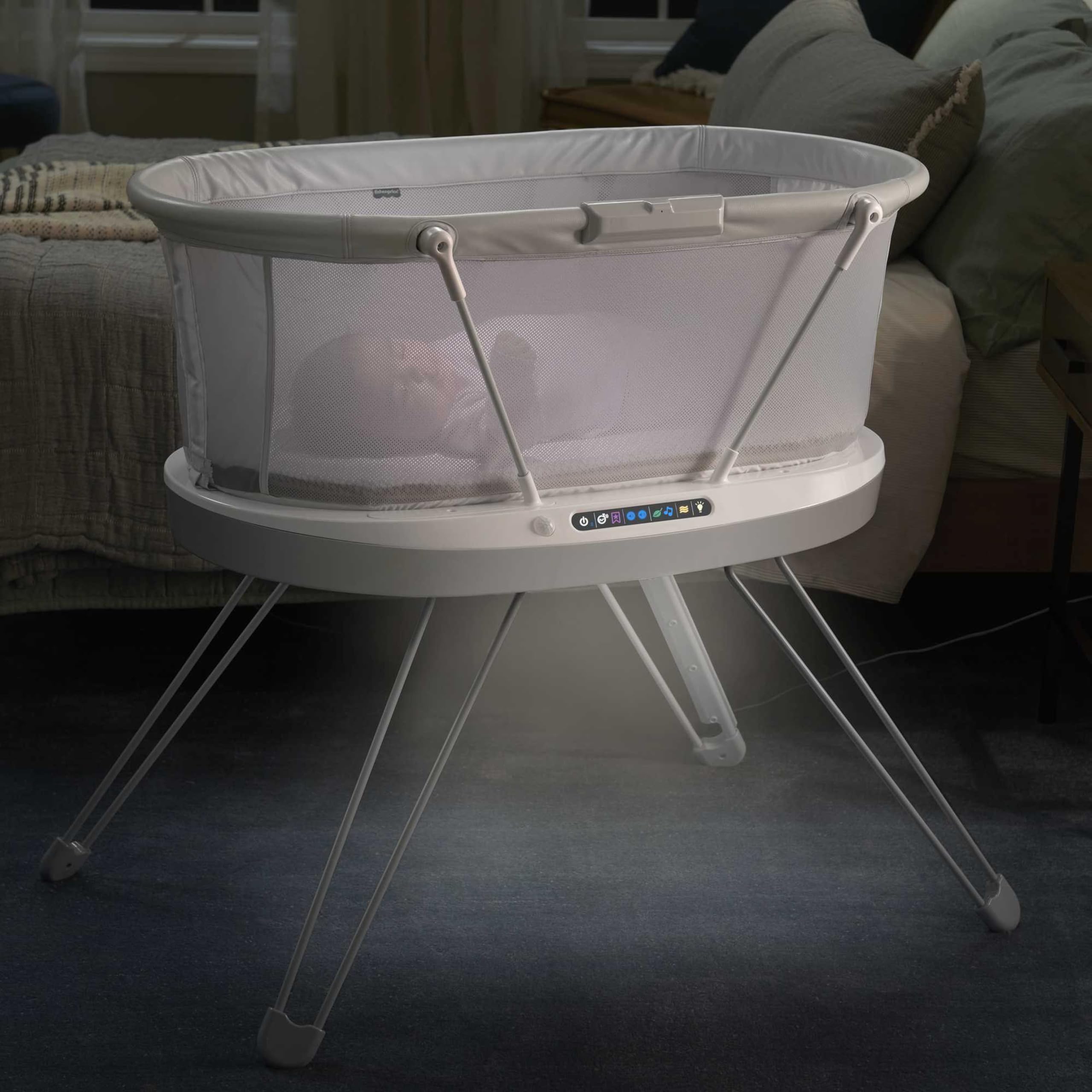 Fisher-Price Cuna Moises - Producto para Bebés - con Luces, Sonidos y Vibraciones - App Smart Connect - Regalo para Bebés de 0+ Meses, GXL76
