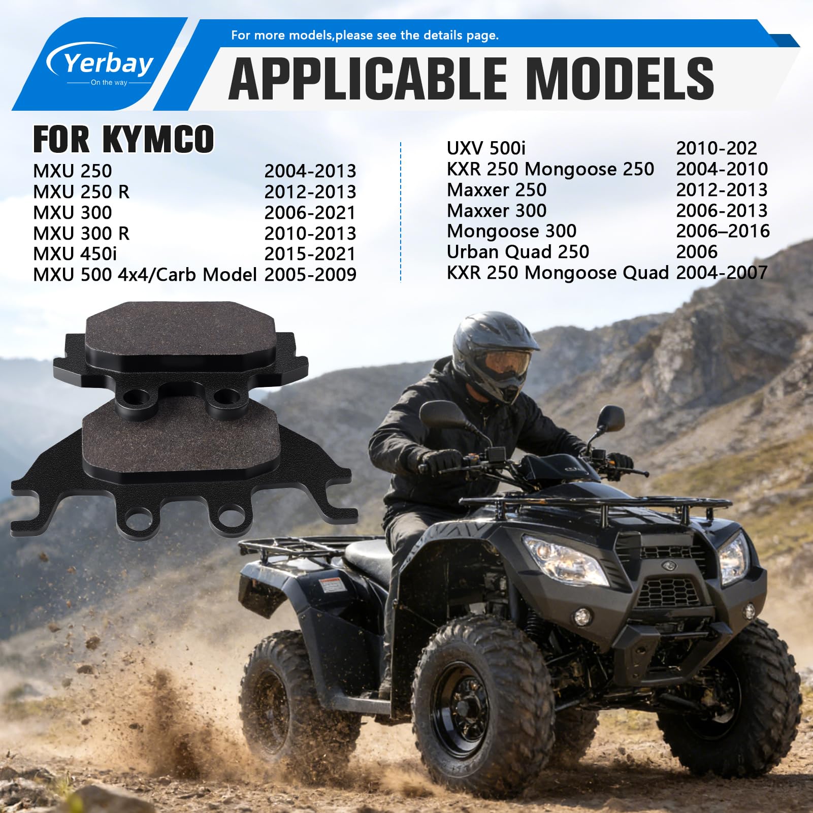 Plaquettes de frein avant/arrière pour SYM Quadlander 300 2007-2010 / KYMCO MXU 250 R 2012 2013 / MXU 300 2005-2014 / MXU 300 R 2010-2013