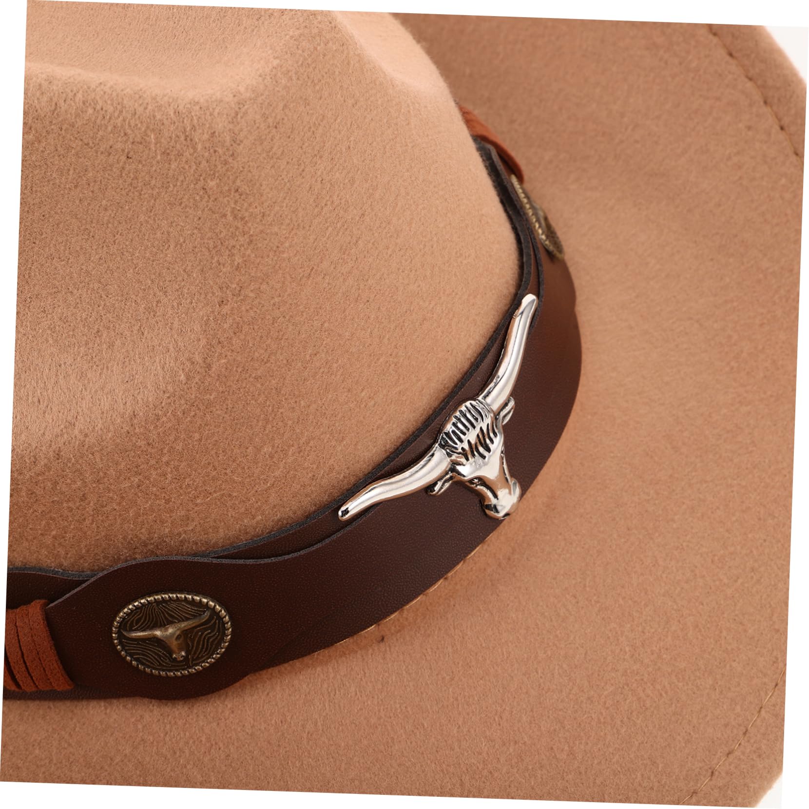 BESPORTBLE 4pezzi Cappello Western Uomo Donna in Morbido Panno di Fibbia Regolabile con Ampia Falda per Protezione Solare e Accessori Country per Feste e Eventi all Aperto
