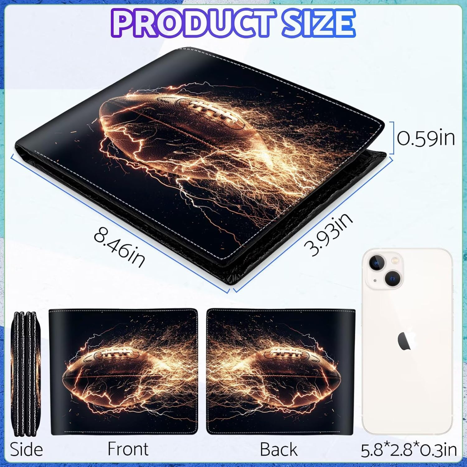 Boys Wallet for Teens, Cool Kids Wallet for Boys Ages 8-10 9-12 11-15, Funny Football Leather Bifold Rfid Blocking, Coin Pocket Id Window for Teen Men Youth Guys Birthday Christmas Gifts - Image 2