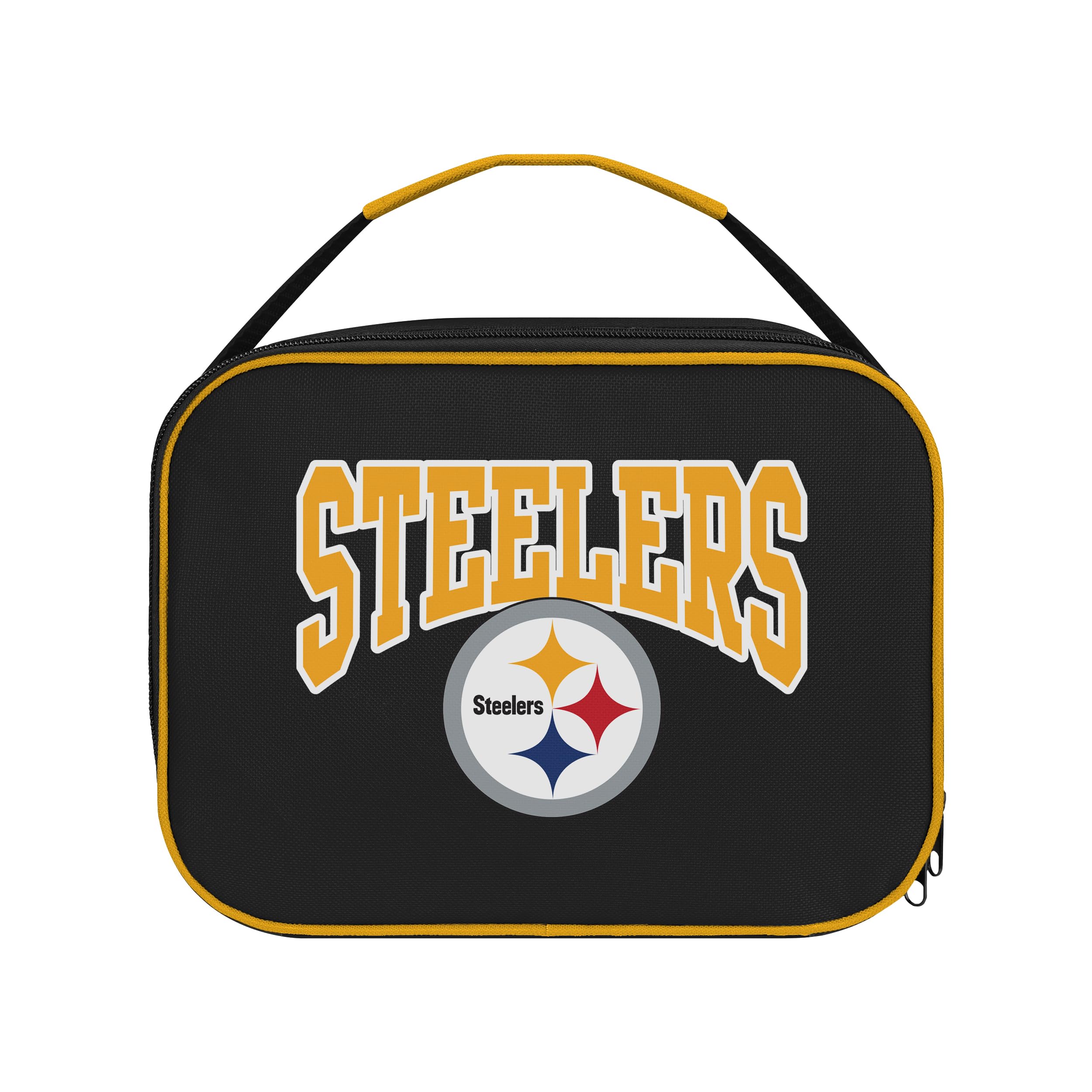 FOCO NFL Unisex-Adult Officially Licensed Wordmark Team Color Big Logo Football Zip Closure 7L Lunch Bag - Pittsburgh Steelers