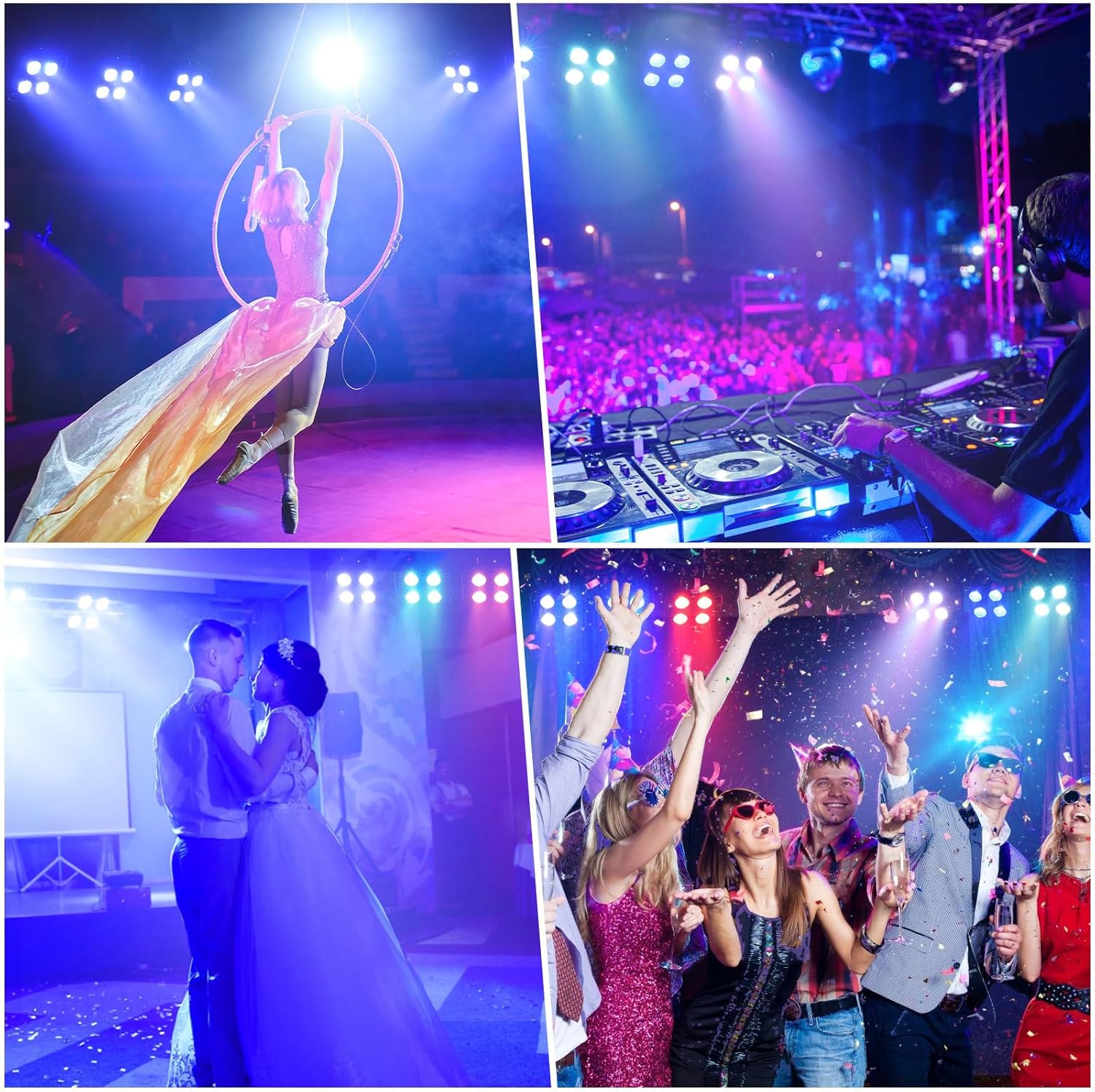 Mini Rechargeable Par Lights, 4 * 18W RGBWA UV 6 in 1 Battery Powered Upights, APP & Wireless DMX Control Stage Lights, Uplighting for Wedding Birthday Party Festival