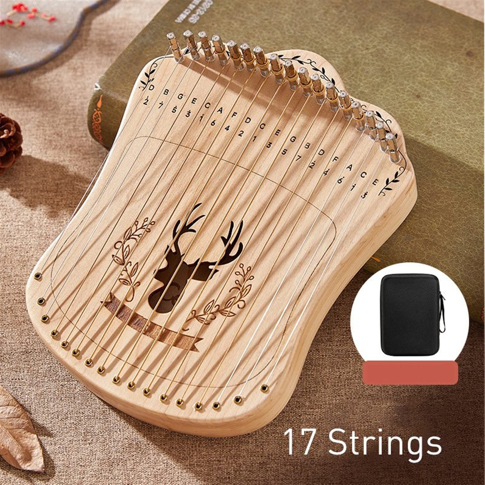 Amazon.co.jp: ポータブルハープ 17 弦竪琴単板ブナ材ポータブル小型