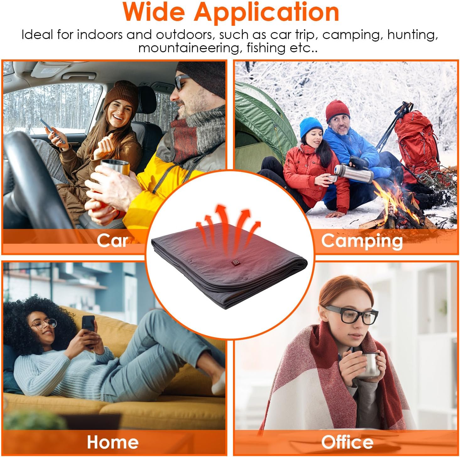 Electric Heated Throw Full Body Heated Shawl Indoor Outdoor Heated Blanket with 3 Heating Levels 2Hrs Auto Off Machine Washable Waterproof 53.5x37.8in