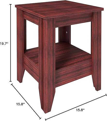 Miniatura 3 de Boyd Sleep Prato, acabado de madera contemporáneo, premontado con estante inferior, mesita de noche cereza