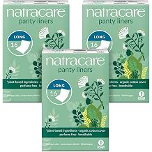 Natracare Natural Organic Panty Liners, Long, Made with Certified Organic Cotton, Ecologically Certified Cellulose Pulp and Plant Starch 3 Pack, 48 Liners Total