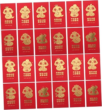 24pcs Snake Design Hongbao Envelopes 2025 Zodiac Packets for Spring Festival Wedding Celebrations