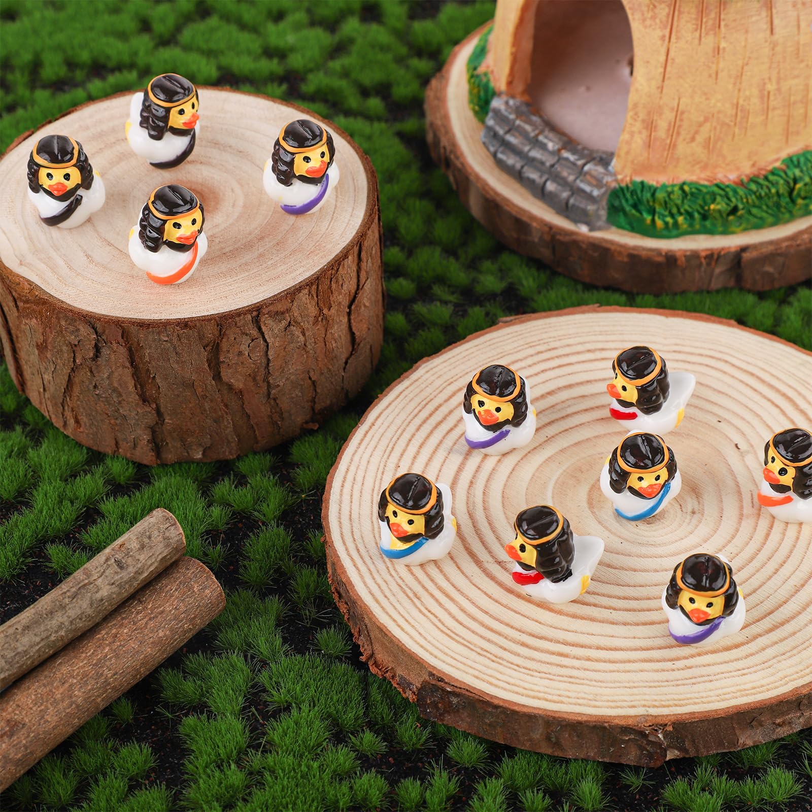 30 Piece Mini Resin Jesus Ducks Set - Small Figurines For Crafts, Cake Decor, Baby Shower, Moss Landscapes