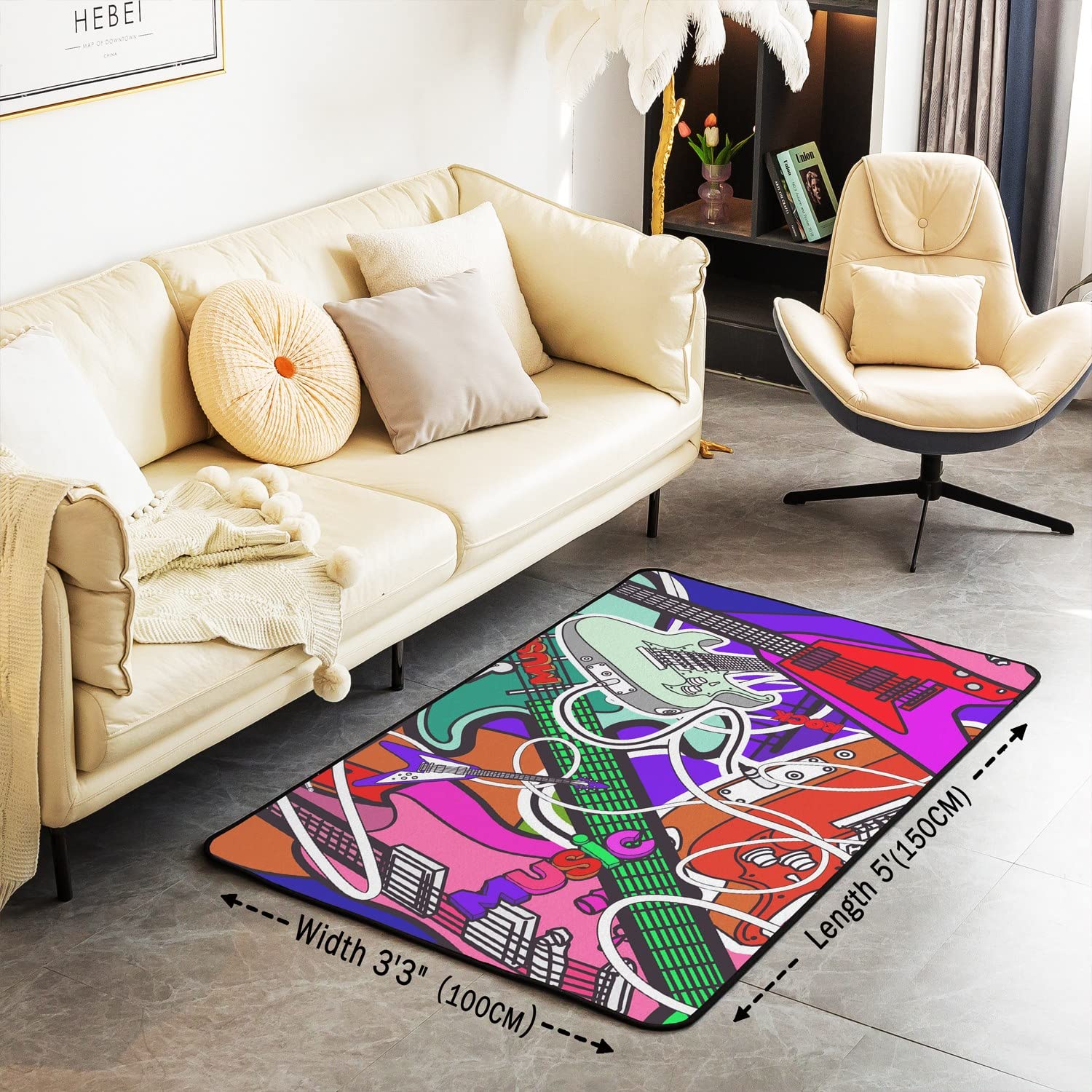 Loussiesd Beth Rock Music Tappeto Tappetino ultra spesso morbido per strumenti musicali per cucina, camera da letto, decorazione per la casa, 150 x 200 cm