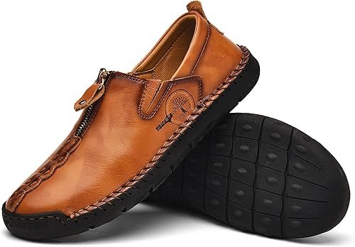 Miniatura 6 de Shaire Zapatos casuales de cuero sin cordones para hombre, zapatos cómodos y transpirables para caminar para hombres