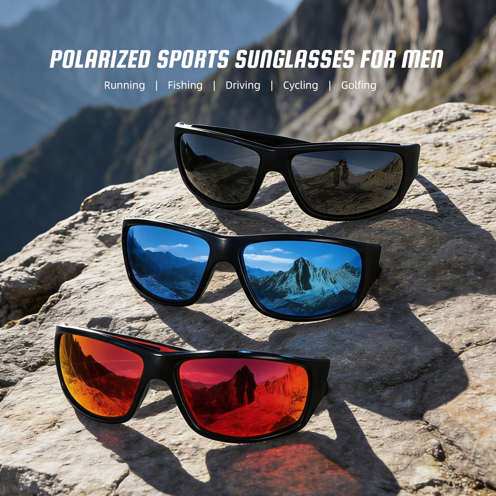 XVXV Gafas de sol deportivas polarizadas para hombre, gafas de sol envolventes, protección UV para ciclismo, pesca, conducción
