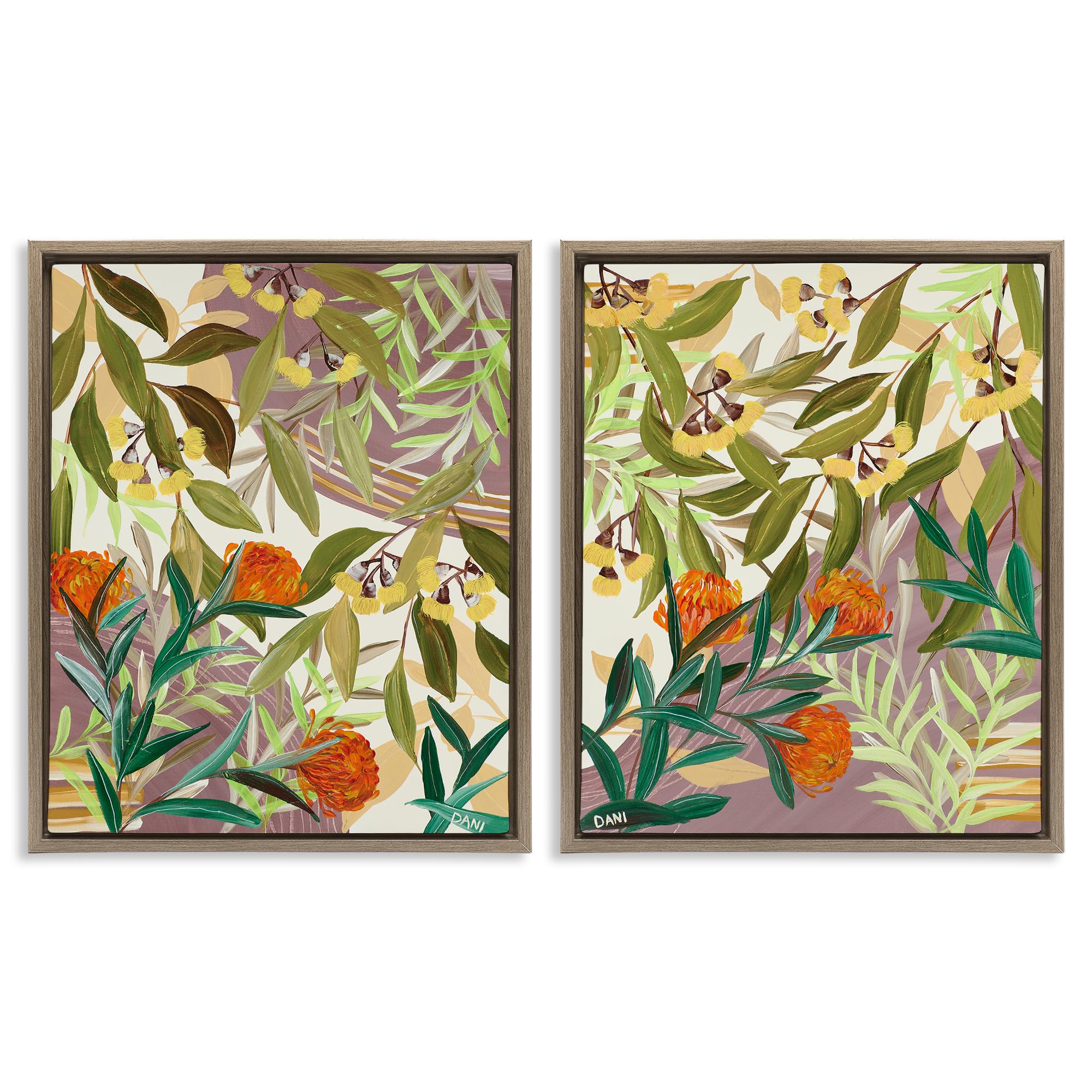 Stupell Industries 'Walk With Me Botanicals', 2pc Floating Frame Art Set 2, Brown, 25 x 31 Inches, Easy to Hang and Sturdy, Made in USA, by Dani Heyward