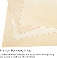 Vista 2 de Paquete de 10 hojas de tilo de 1/16 x 8 x 12 pulgadas, hojas finas de madera contrachapada sin terminar para proyectos de manualidades
