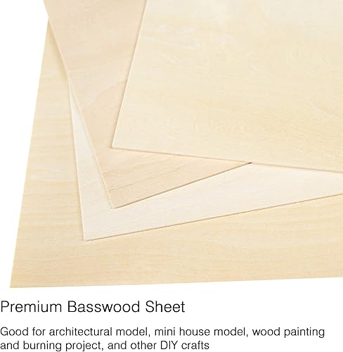 Miniatura 2 de Paquete de 10 hojas de tilo de 1/16 x 8 x 12 pulgadas, hojas finas de madera contrachapada sin terminar para proyectos de manualidades