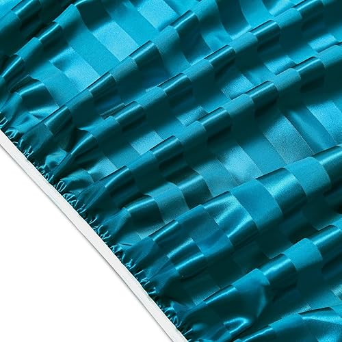 Miniatura 6 de SiinvdaBZX 4 sábanas de satén con estampado a rayas, estilo italiano, sedosas, suaves, de satén verde azulado con bolsillo profundo, 1 sábana